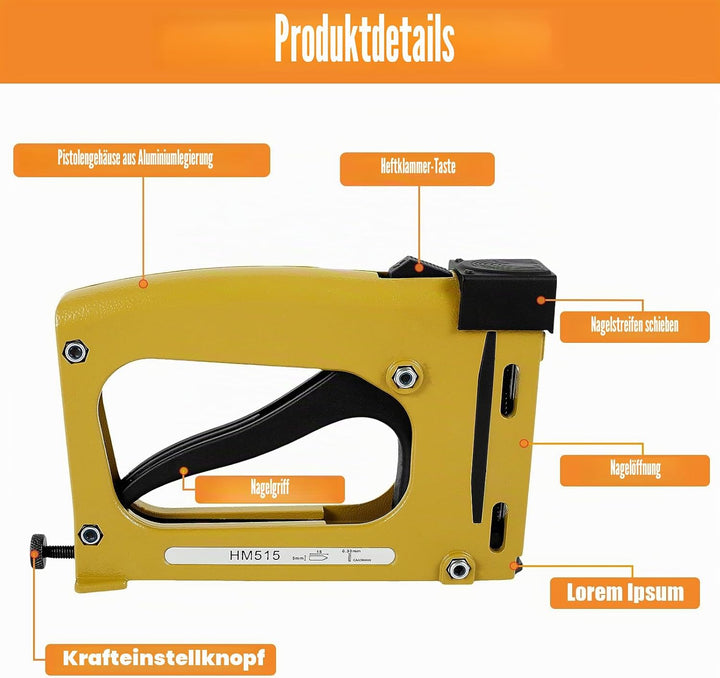Point Driver Framing 20x12,5x3cm Handtacker mit Klammern Set Bilderrahmen Tacker mit 2000 Klammern P