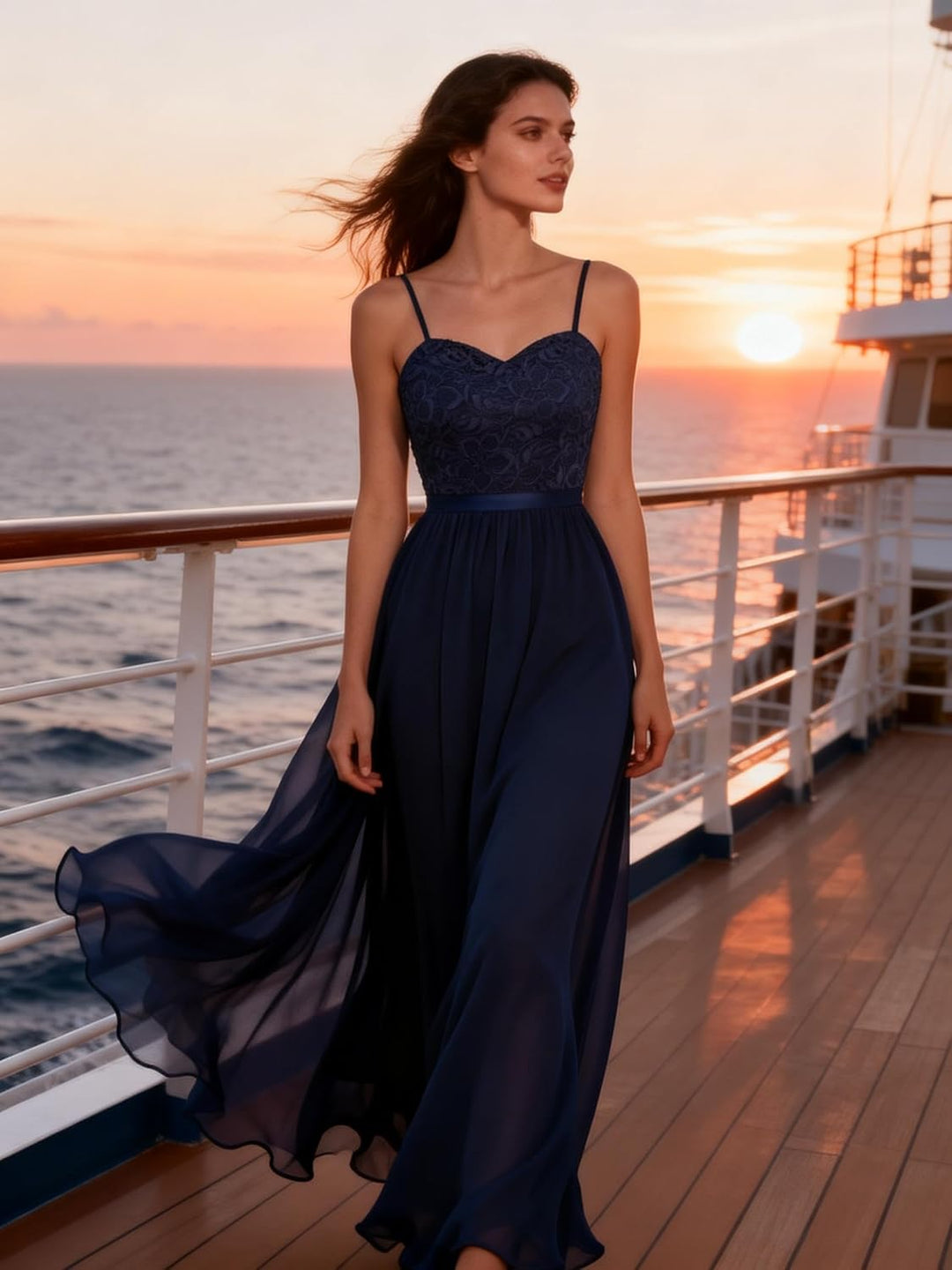 DRESSTELLS Damen Abendkleider Elegant für Hochzeit Brautjungfernkleider Lang Chiffon Brautjungfernkl