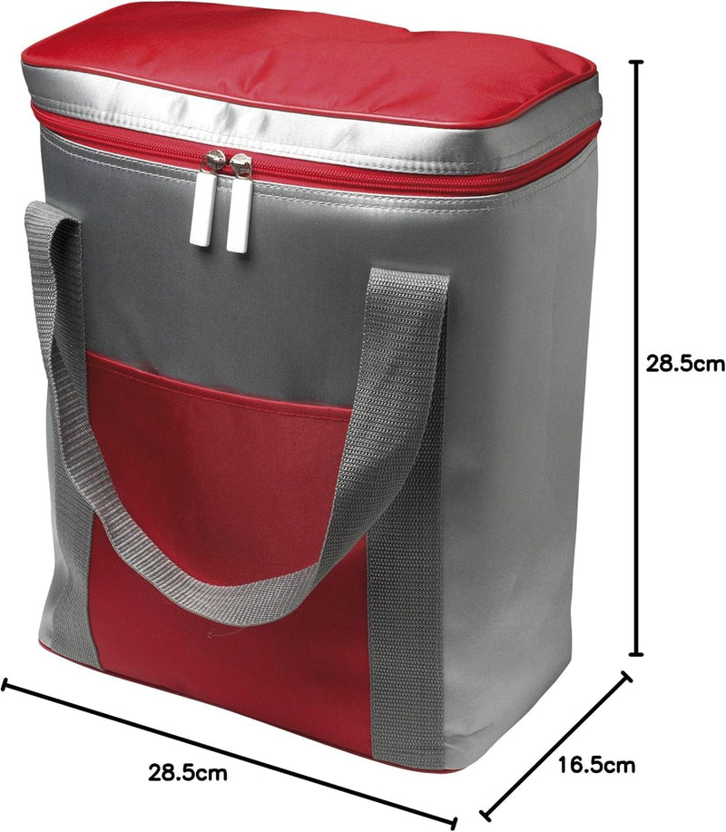 noTrash2003 Grosse Kühltasche - Inhalt passend für 6 x 1,5 ltr. Flaschen, Zipper mit Zugband Rot, Ro