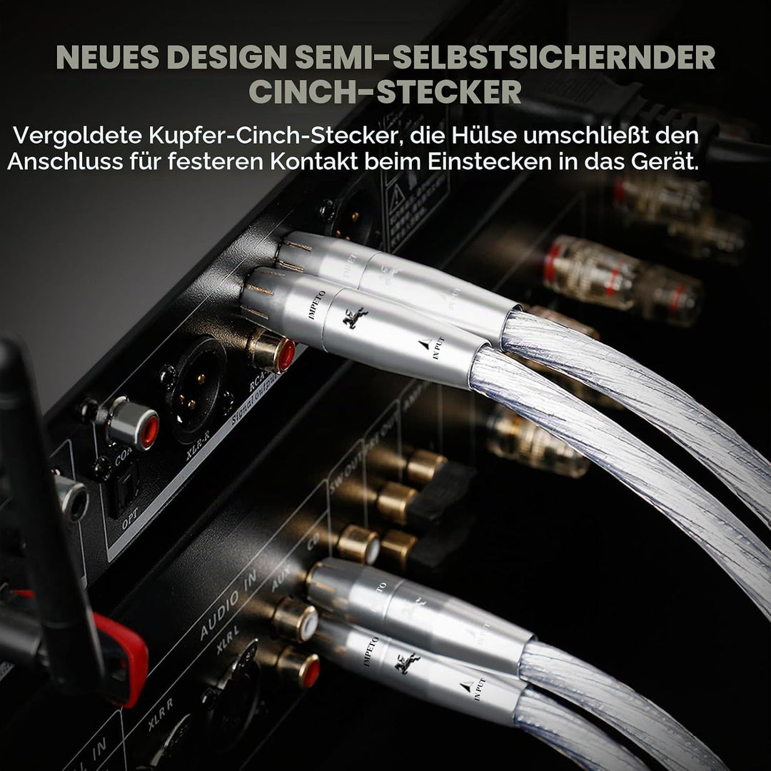 Impeto high end Cinch Kabel, S-OCC Audio RCA Kabel Audiophile 2 x 2 Cinch stecker cinchkabel für Ver