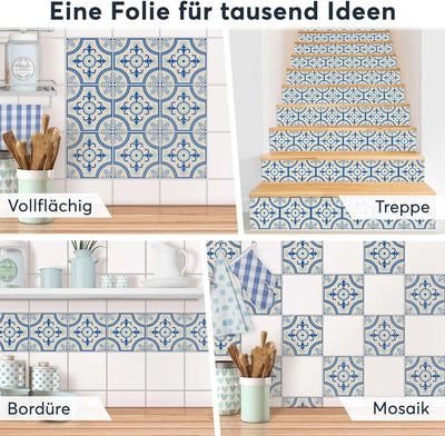 20 Stück Fliesenfolie für Bad und Küche 20x20 cm - Klebefliesen, Mosaikfliesen - Klebefolie Fliesen