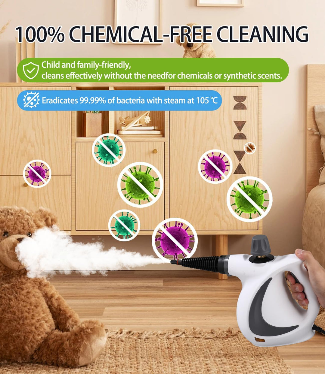 Dampfreiniger, 1050W Dampfreiniger Handgerät mit 12 Zubehör, 3,2 bar Dampfdruck Hand Steam Cleaner,