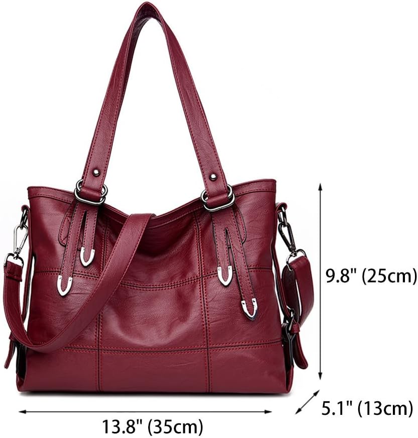 DEERWORD Damen Taschen Handtaschen Elegant Frau Schultertaschen Lack PU-Leder Henkeltaschen Weinrot,