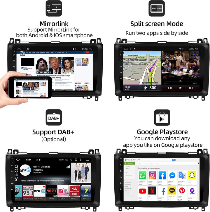 YUNTX PX6 Android 10 Autoradio Passt für Mercedes Benz Viano/Sprinter/W906 - [4G+64G] - KOSTENLOSE R