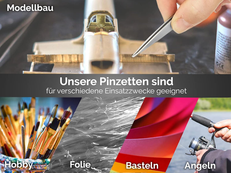 PREMIUM Pinzetten-Set Spitz-Pinzette Splitterpinzette Edelstahl + Aufbewahrungs-Etui