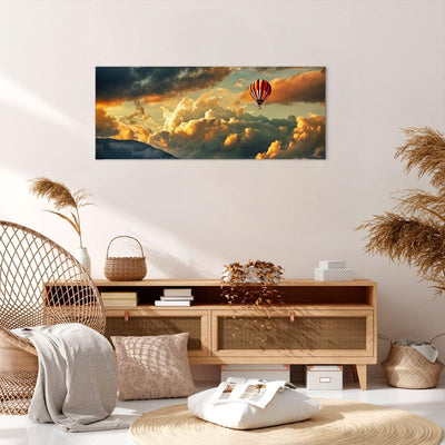 Wandbilder Dekoration Wohnzimmer Wolken Ballon Flug Panorama Bilder auf Leinwand 120x50cm Leinwandbi