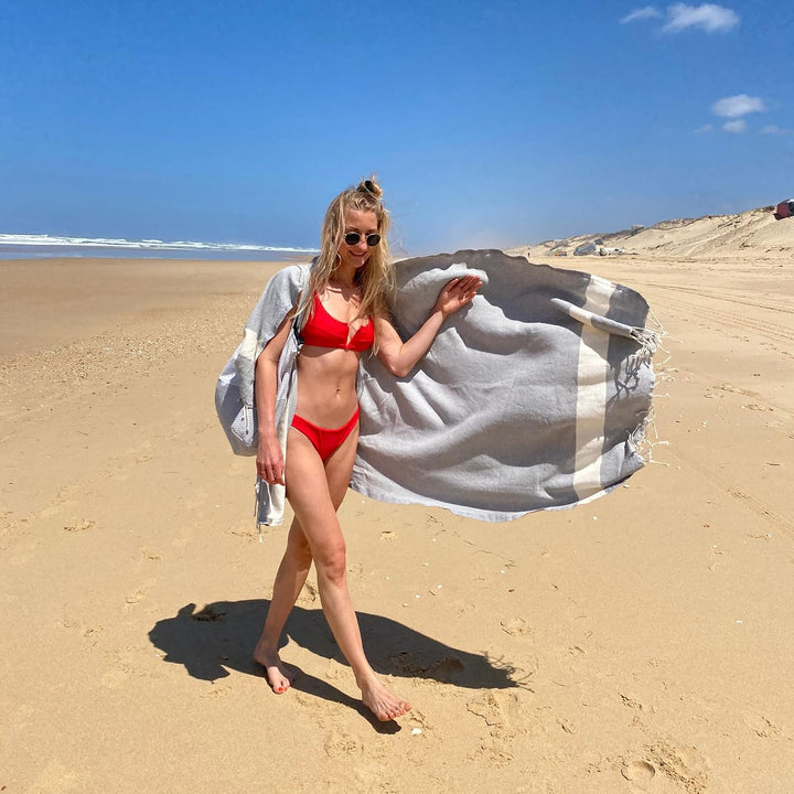 SOLTAKO Fouta Diamant Premium Hamamtuch 100x200 cm, 100% Baumwolle, schnelltrocknend &amp; saugfähig, St