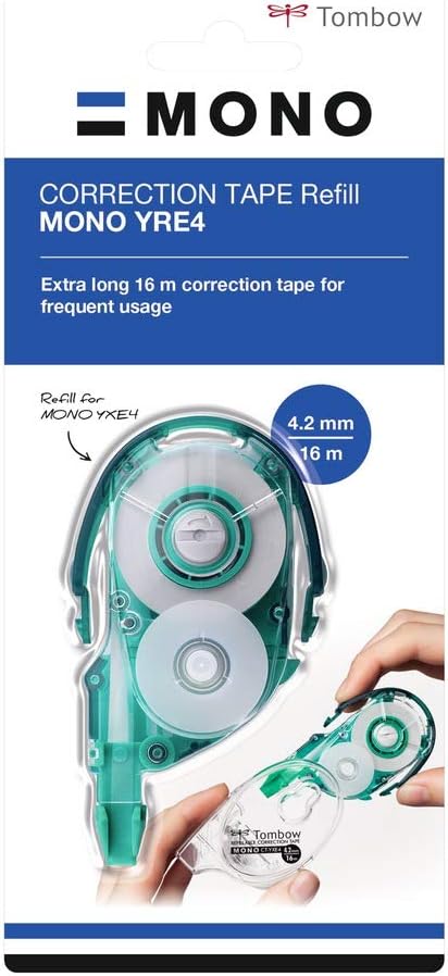 Tombow CT-YXE4-6P Nachfüllbarer Korrekturroller CT-YXE4, extra-langes Band, 4.2 mm x 16 m, Officepac