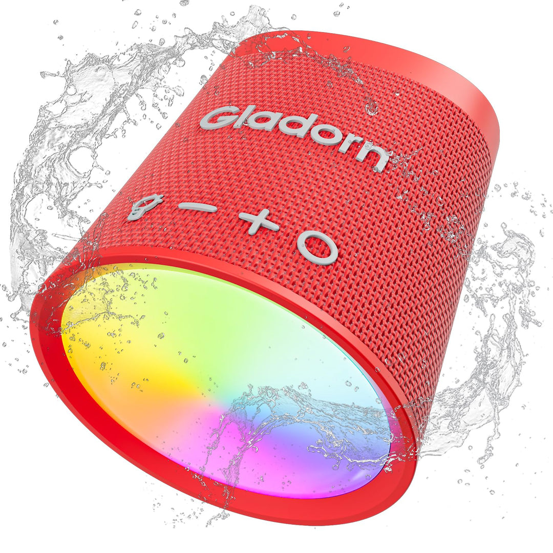 Tragbarer Bluetooth-Lautsprecher Drahtlos, IPX6 Wasserdichter Bluetooth-Lautsprecher mit 9 farbigen