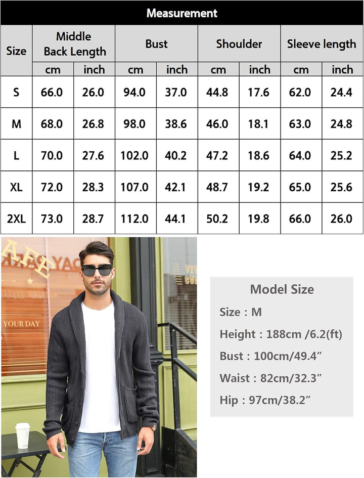 iClosam Herren Strickjacke Cardigan Mit V-Ausschnitt Aus Baumwolle Grau M, Grau M