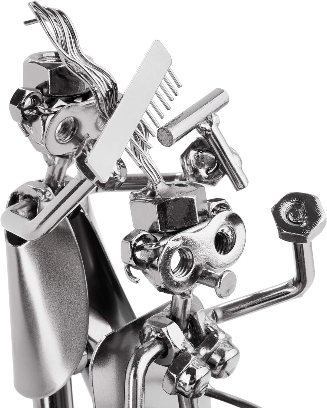 BRUBAKER Schraubenmännchen Friseur - Handarbeit Eisenfigur Metallmännchen Frisör - Metallfigur Gesch