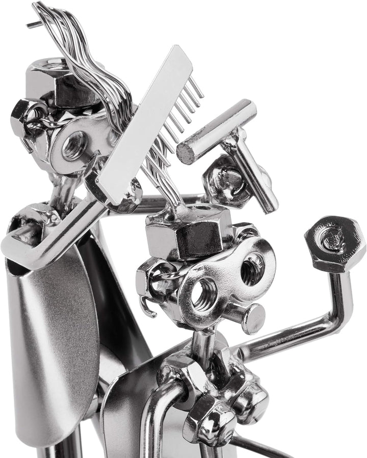BRUBAKER Schraubenmännchen Friseur - Handarbeit Eisenfigur Metallmännchen Frisör - Metallfigur Gesch
