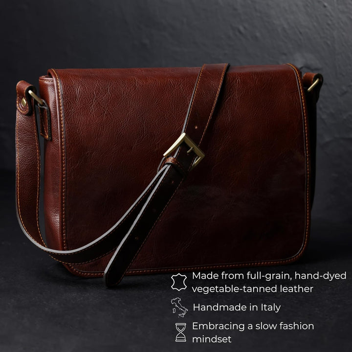 Time Resistance Leder Umhängetasche Herren - Messenger Bags - Arbeitstasche Herren - Elegante Aktent