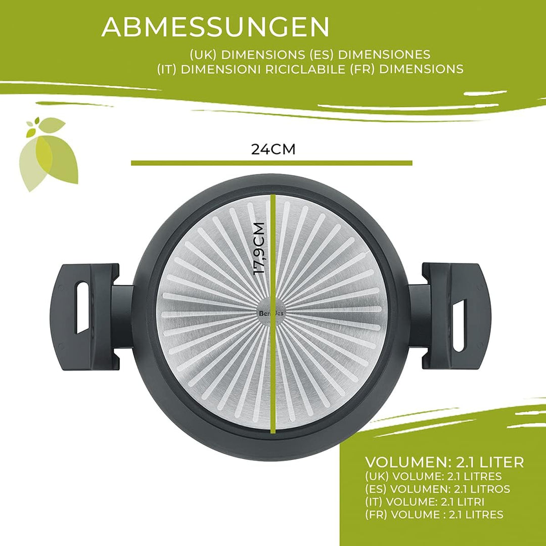 Berndes 013365 Servierpfanne Starter Alu Induction b.nature, kratzfeste Beschichtung aus Quarz, mit