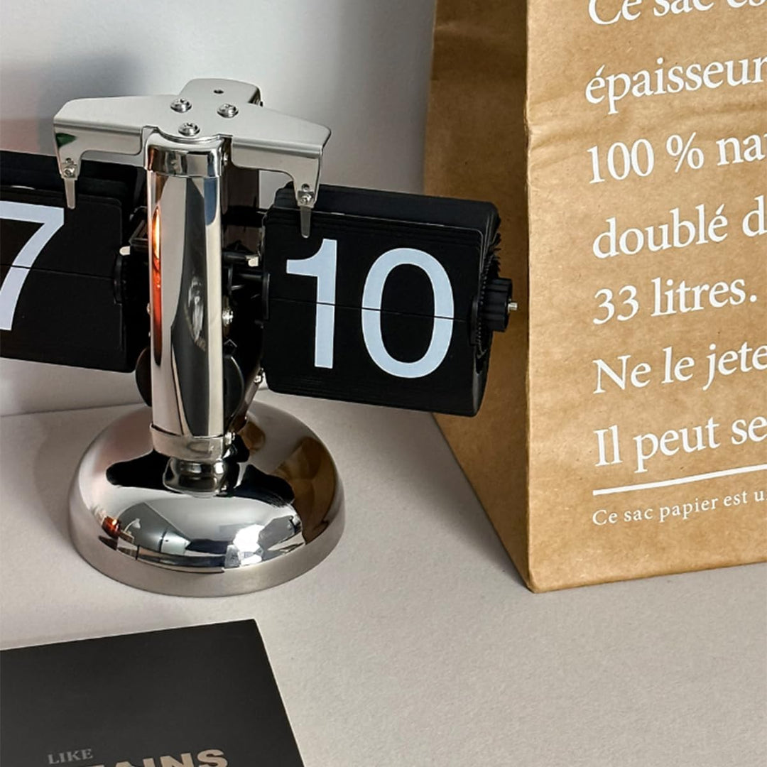 Sarini Digitale Retro-Flip-Uhr, Digitale Flip-Uhr, Flip-Tischuhr, automatische Page-Flip-Uhr, verwen
