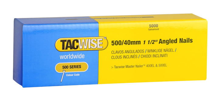 Tacwise 0827 Type 500/40 mm Verzinkte Stauchkopfnägel, 26°, 5000 Stück | Abgewinkelt 26°, Entspricht