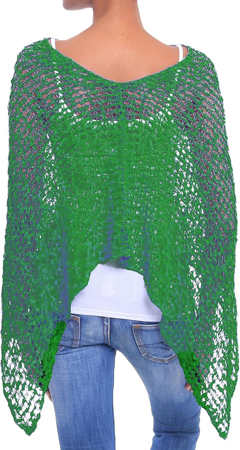 JOPHY & CO. Damen-Poncho aus Netzstoff, Strickoptik, schulterfrei, für Sommer und Frühling, leicht u