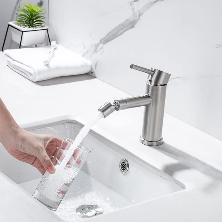 ONECE Wasserhahn Bad mit drehbarem Auslauf, Bidetarmatur Einhebelmischer Waschtischarmatur Edelstahl