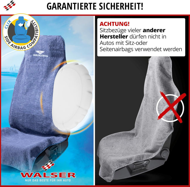 Walser Sitzaufleger Multicover, universal Auto-Sitzauflage, waschbarer Autositz-Überwurf schwarz, Sc