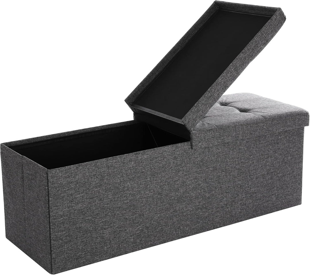 SONGMICS Sitzbank mit Stauraum, klappbare Sitztruhe, Aufbewahrungsbox, 38 x 110 x 38 cm, Deckel klap