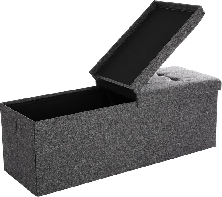 SONGMICS Sitzbank mit Stauraum, klappbare Sitztruhe, Aufbewahrungsbox, 38 x 110 x 38 cm, Deckel klap