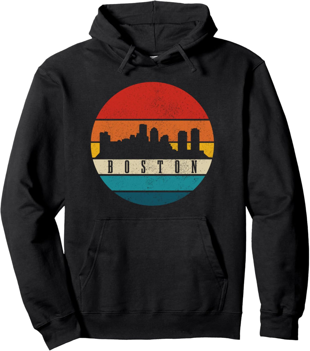 Boston Massachusetts Skyline Vintage USA Amerika Souvenir Pullover Hoodie