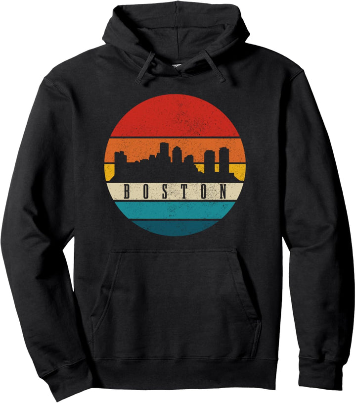 Boston Massachusetts Skyline Vintage USA Amerika Souvenir Pullover Hoodie
