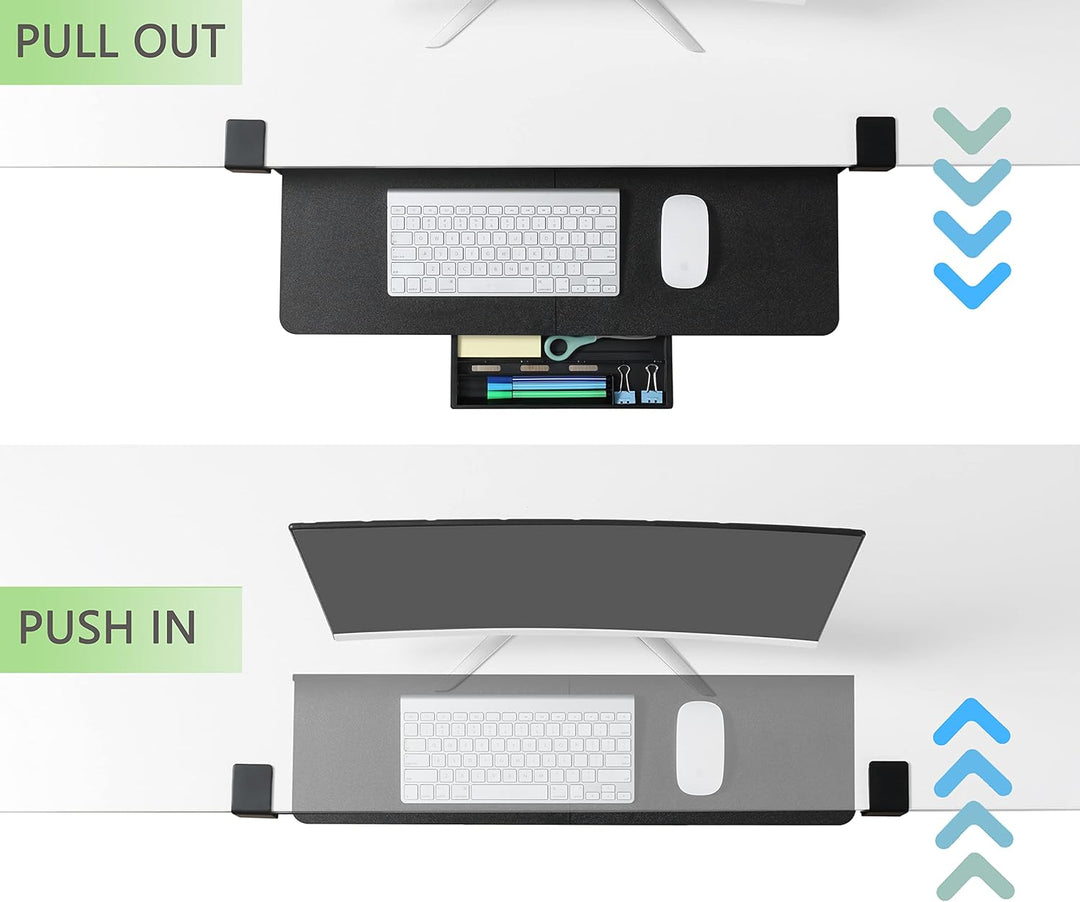 ETHU Tastaturablage, 68 x 30 cm grosse Tastaturablage unter dem Schreibtisch mit C-Klemmhalterung, C