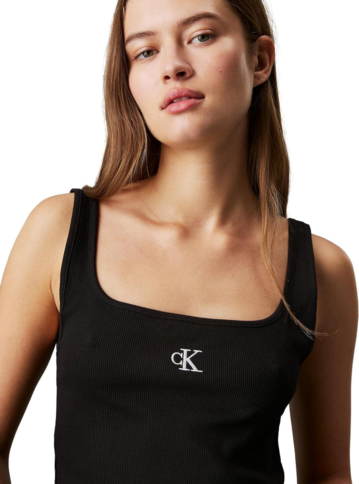 Calvin Klein Jeans Damen Ck Rib Tank Top Andere Strickoberteile S Ck Black, S Ck Black