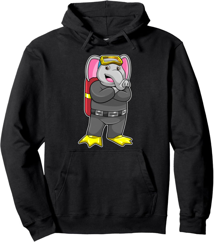 Elefant Taucher Taucherbrille Schwimmflossen Pullover Hoodie