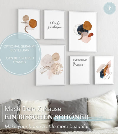 Papierschmiede® Mood Poster Set Bernstein Abstrakt, Bilder Wohnzimmer Deko Schlafzimmer, 2x DIN A3 u