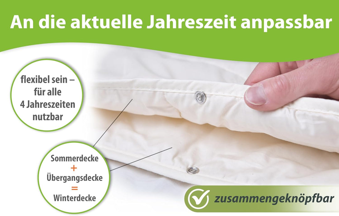 franknatur 4 Jahreszeiten Bettdecke 240x220 Lyocell Tencel Bio Baumwolle 4 Jahreszeitendecke 240 x 2