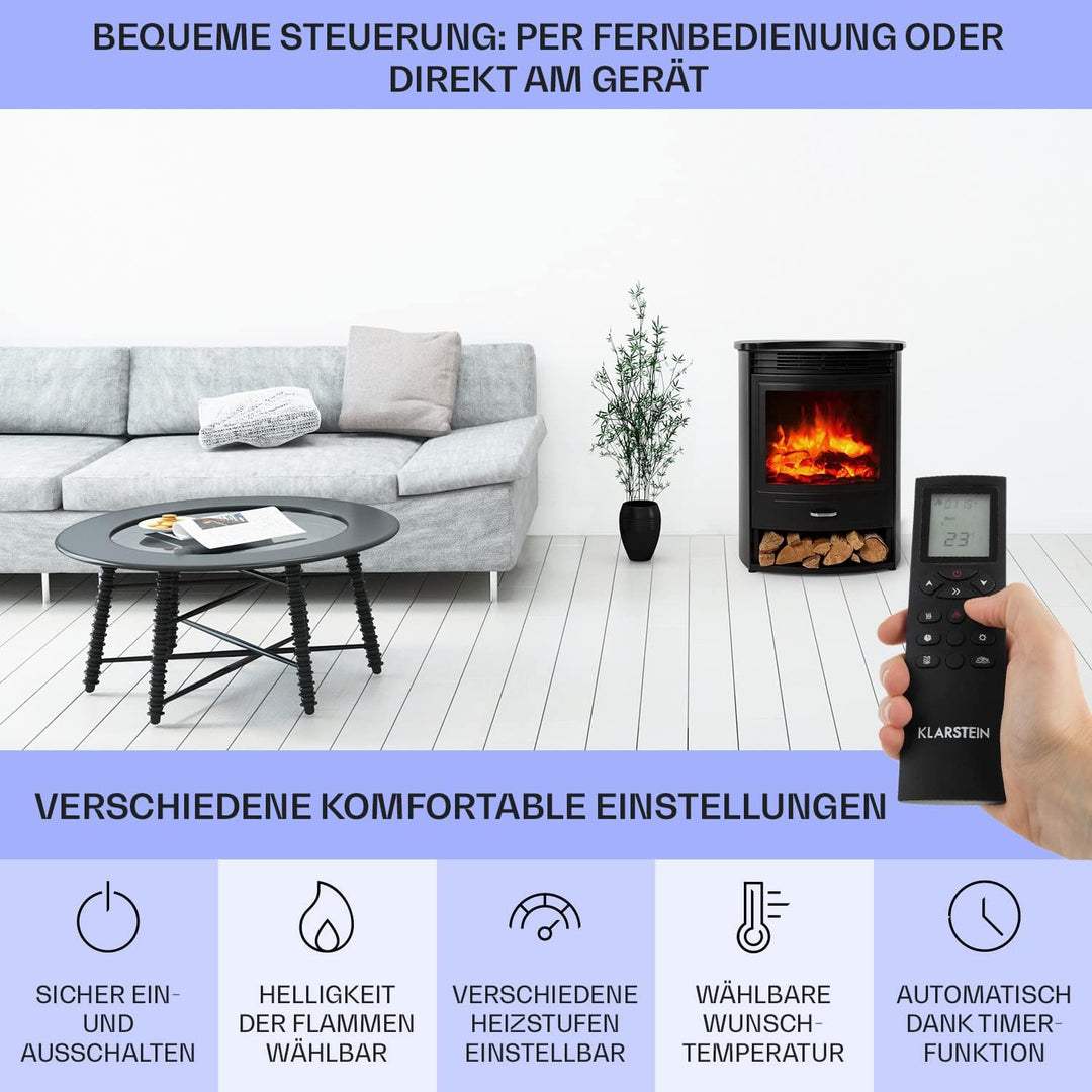 Klarstein Elektrokamin, Elektro Heizungen für Wohnzimmer & Innenräume, Elektrischer Kamin mit LED Fl