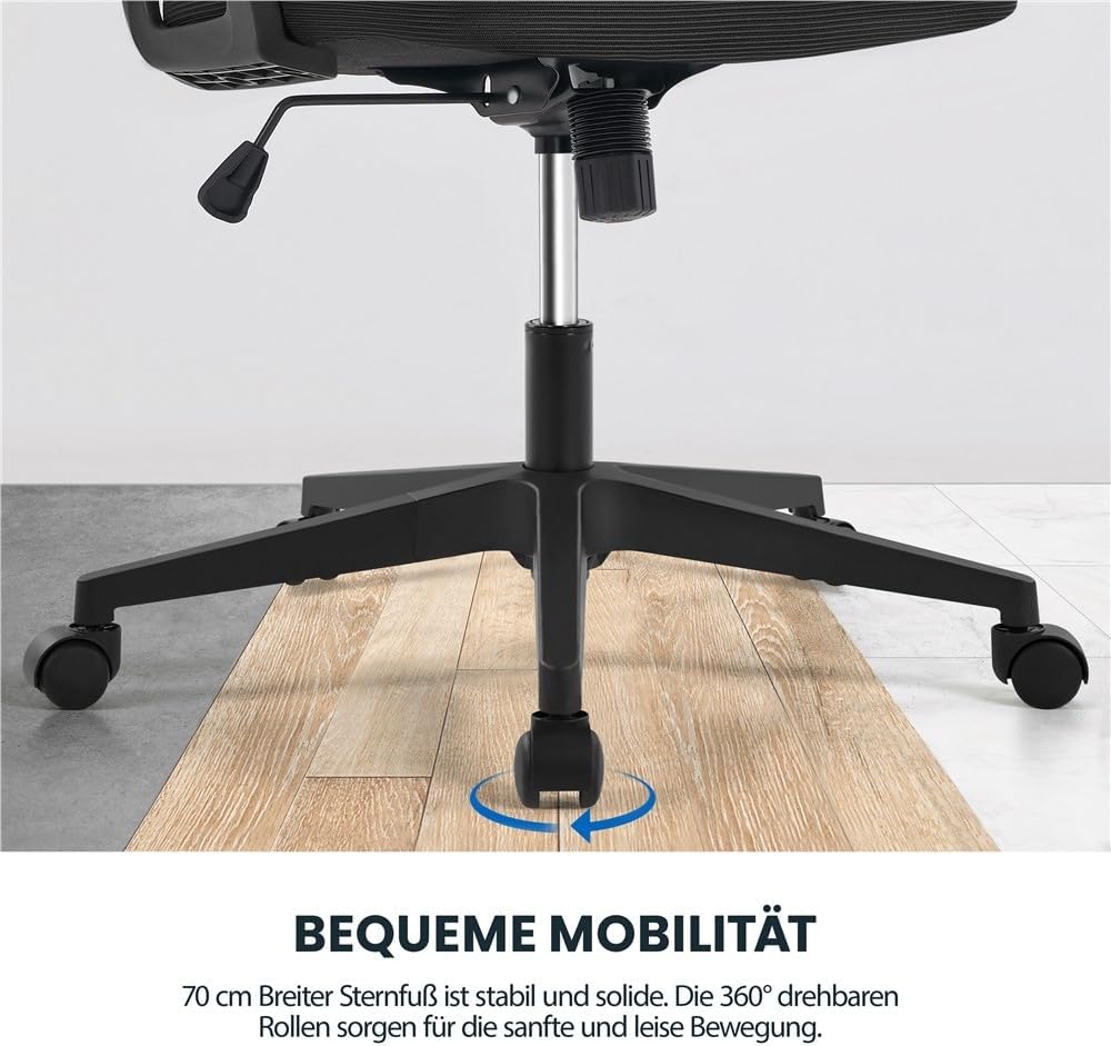 Yaheetech Bürostuhl Ergonomisch, Schreibtischstuhl mit Hochklappbaren Armlehnen, Drehstuhl mit Rücke