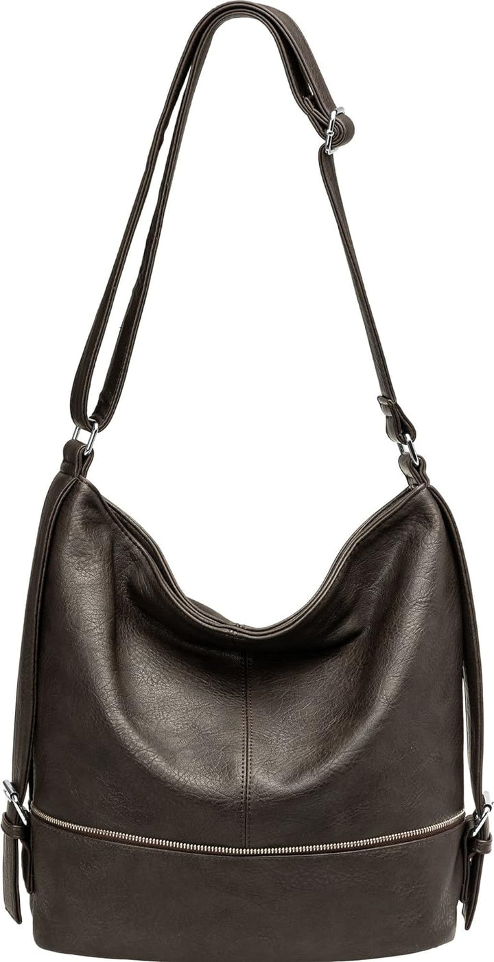Caspar TS732 grosse Damen XL Umhängetasche Dunkelbraun, Dunkelbraun