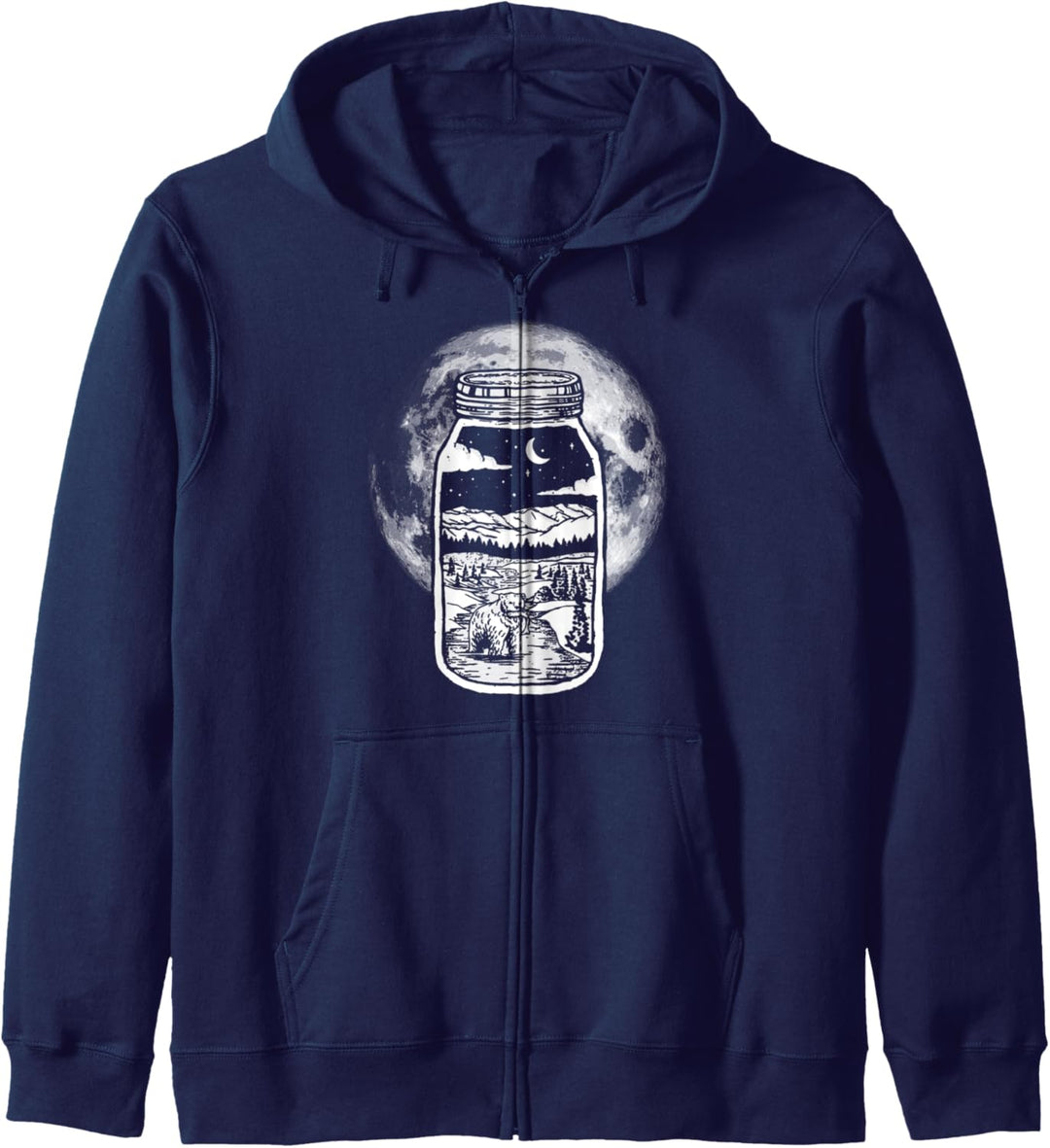 Moonshine Lover Jar Design - Bear, Moon & Mountains Kapuzenjacke