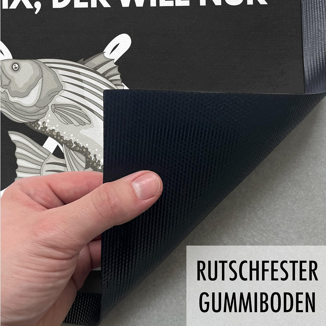 Trendation - Angler Geschenk Fussmatte Der TUT Nix Der Will Nur Angeln Türmatte Fischen 60x40 cm