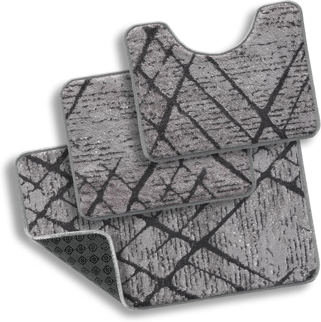 TA&MA Store-Badematten Set 3 teilig Badezimmerteppich rutschfest Badteppich Badvorleger maschinenwas