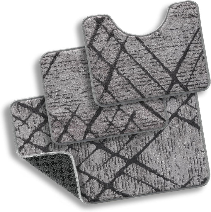 TA&MA Store-Badematten Set 3 teilig Badezimmerteppich rutschfest Badteppich Badvorleger maschinenwas