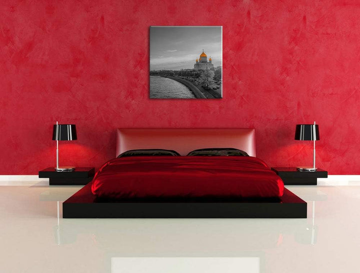 Pixxprint Christ-Erlöser-Kathedrale Moskau als Leinwandbild Quadratisch/Grösse: 70x70 / Wandbild/Kun