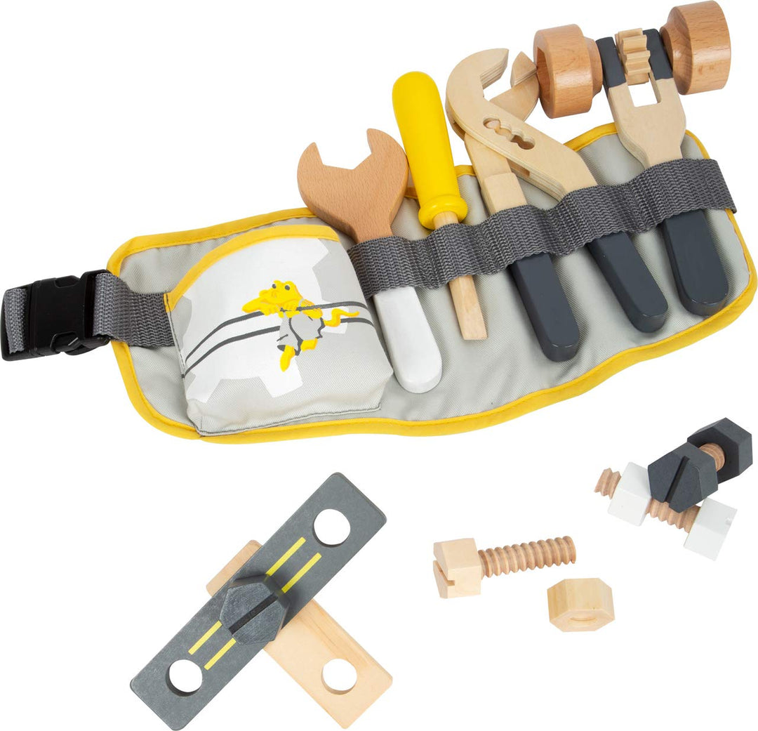 Small Foot Werkzeuggürtel Miniwob, verstellbar und mit Werkzeugen aus Holz, für Kinder ab 3 Jahren,