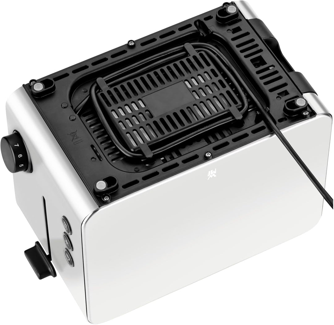 WMF Stelio Toaster 2 Scheiben Edelstahl, Doppelschlitz Toaster mit Brötchenaufsatz, Bagel-Funktion,
