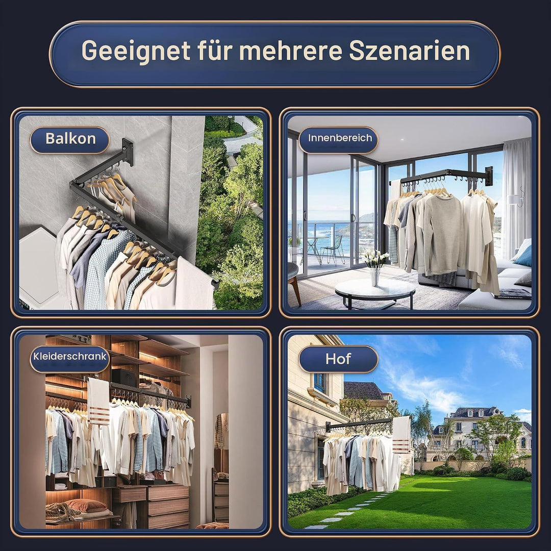 Wäscheständer Wandmontage ausziehbar &amp; klappbar, platzsparender Wand Wäscheständer aus Aluminium, Wa