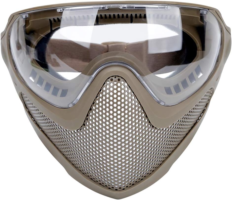 ATAIRSOFT Airsoft 2 Modi Taktische Sicherheit Schutz Vollmaske Antibeschlagbrille Set mit 3 Wechselo