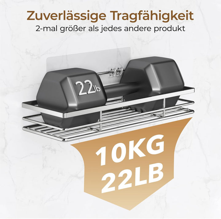 pickpiff Duschablage Ohne Bohren SUS304 Edelstahl 2 Stück Duschregal mit 2 Haken Badregal Bathroom O