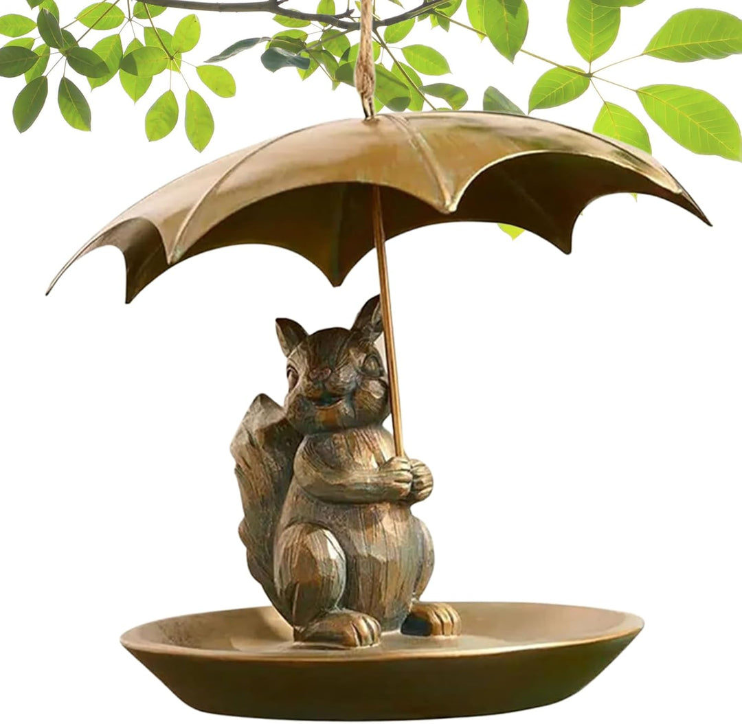 Eichhörnchen Schirm Vogelfutterhaus | Design Mit Haltendem Regenschirm -Motiv - Futterstation Für s