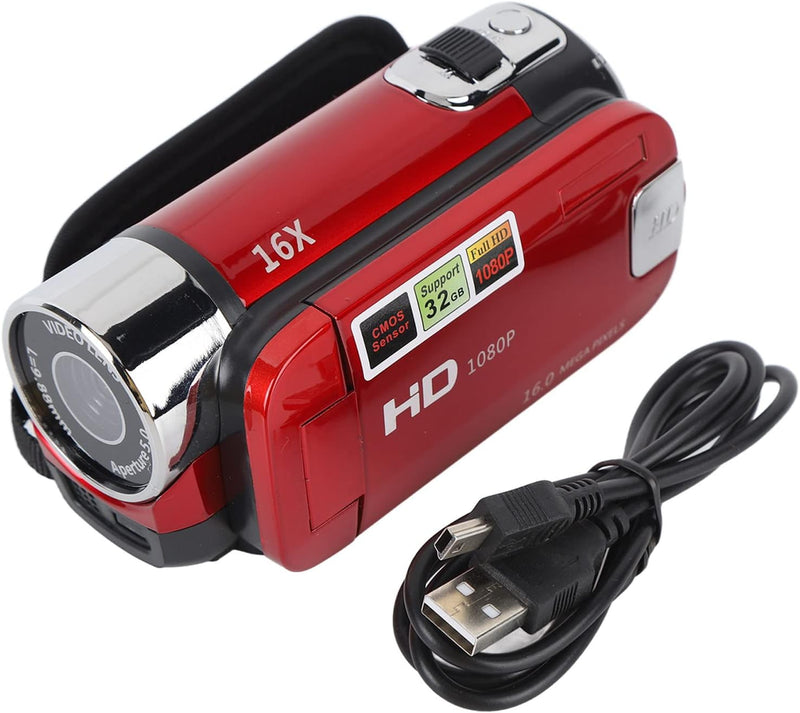 Handheld-Videocamcorder, 1080P 16MP DV-Kamera 16x Digitalzoom-Videokamera mit Drehbarem 2,7-Zoll-TFT