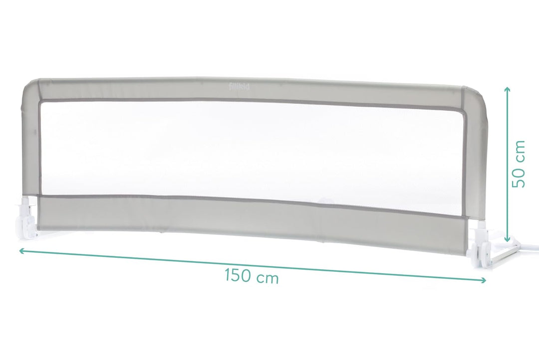 Fillikid Bettgitter für Standardbetten grau, Bettschutzgitter 150cm x 50cm, 100cm x 50cm, Kinderbett