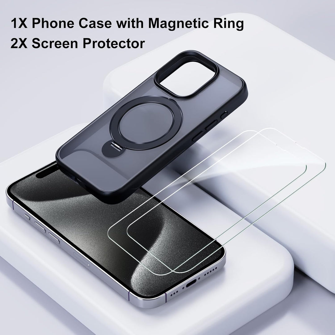 XINKAE Hülle iPhone 15 Pro Handyhülle mit Magsafe Dreh Ständer Halter Schutzhülle iPhone 15 Pro mit