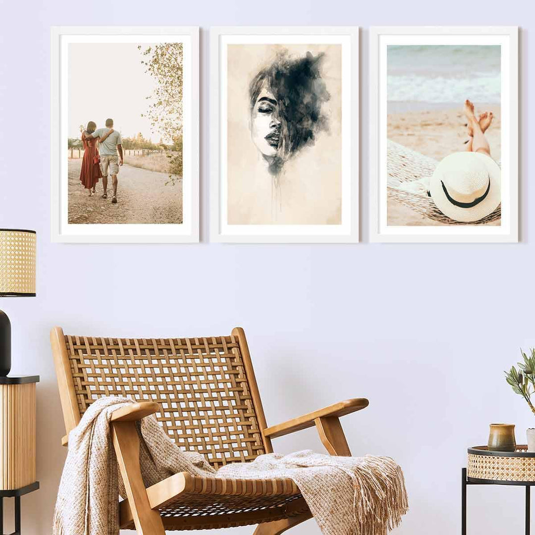 PHOTOLINI Bilderrahmen 40x60 Weiss Holz MDF, 3er Set breite 40x60 cm Bilderrahmen mit bruchsicheres